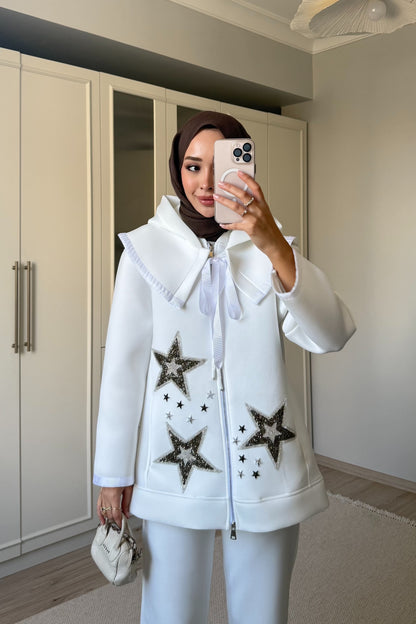 Star Sweatshirt - beyaz