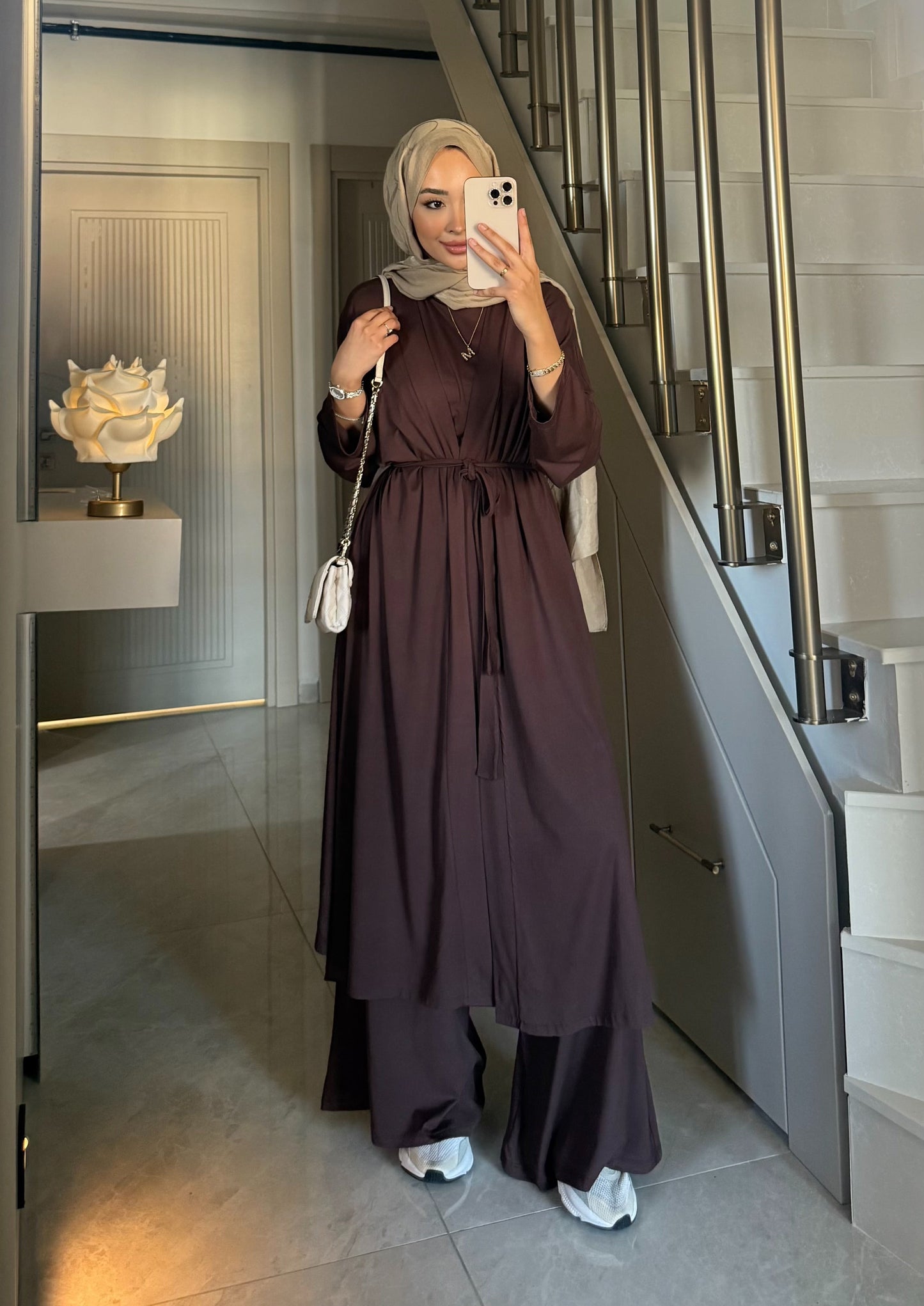 Oversize üçlü takım - kahve