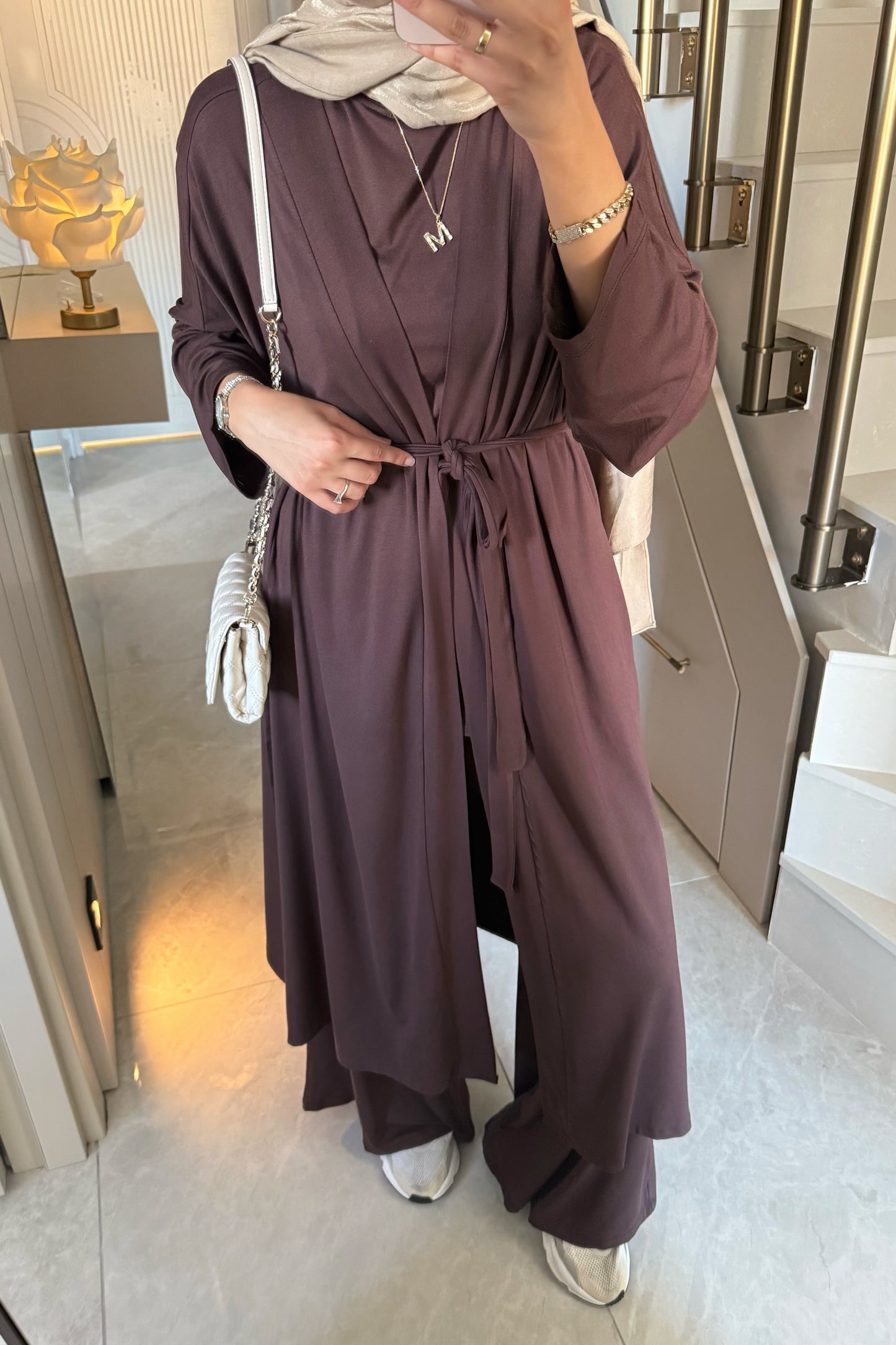 Oversize üçlü takım - kahve