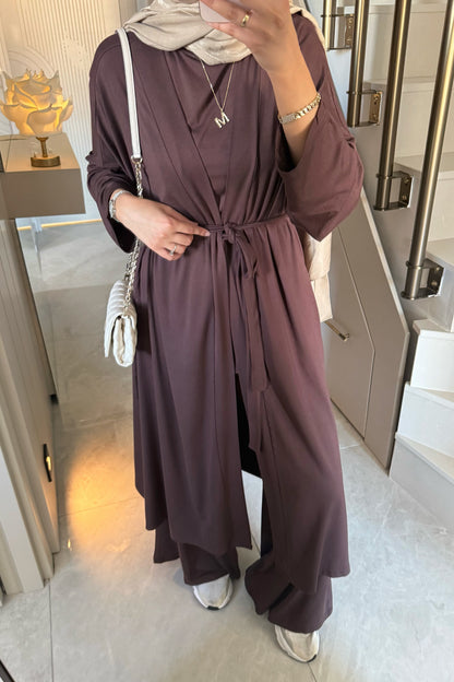 Oversize üçlü takım - kahve