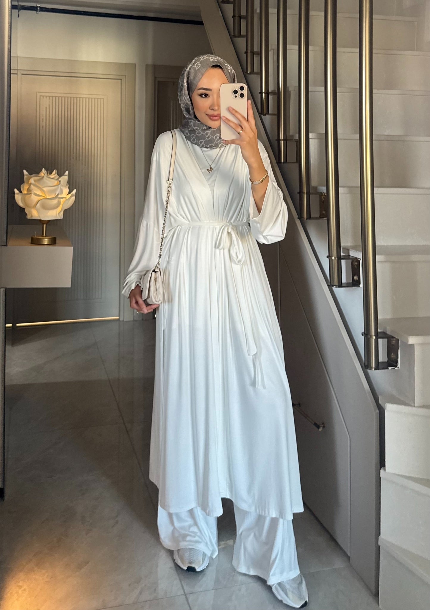 Oversize üçlü takım - beyaz
