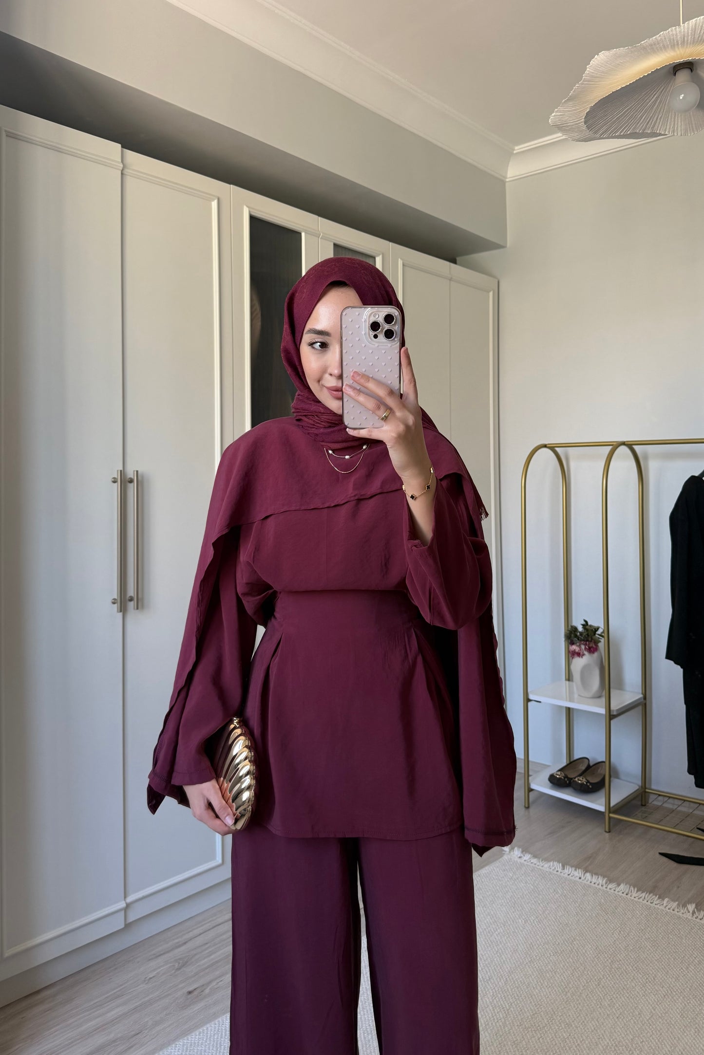 Pelerin takım - bordo