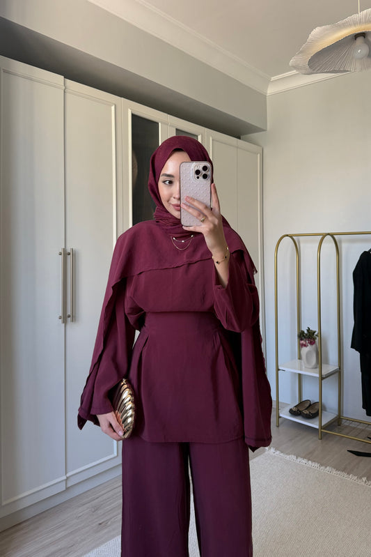 Pelerin takım - bordo