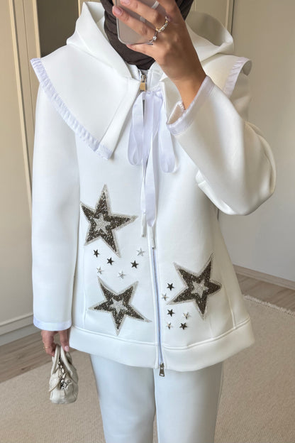 Star Sweatshirt - beyaz