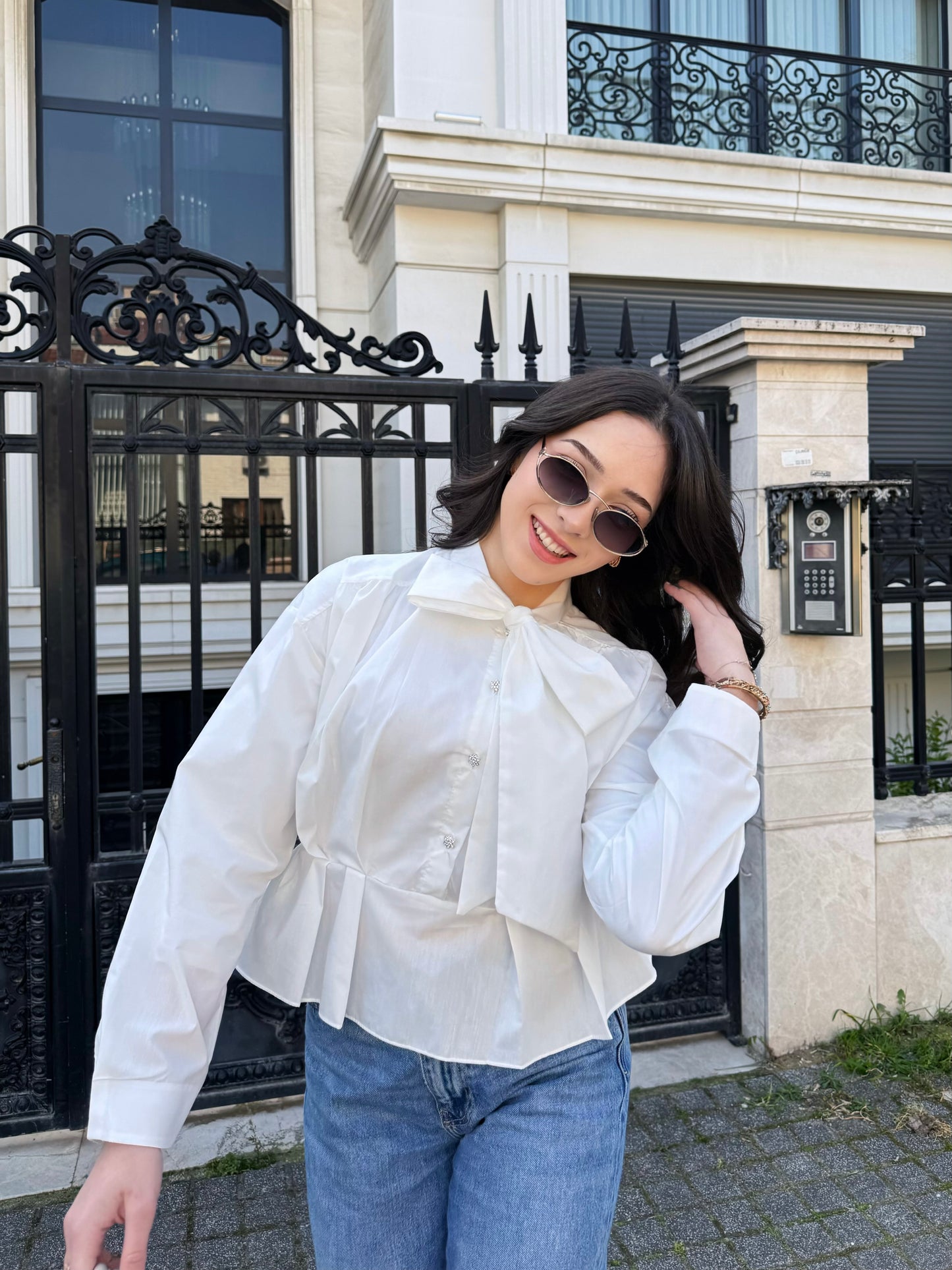 Lorisa gömlek - beyaz