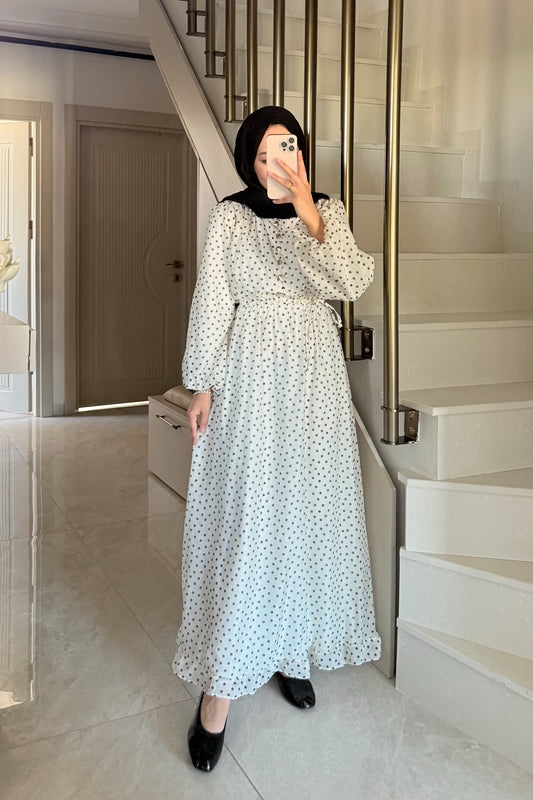 Puantiye elbise - siyah
